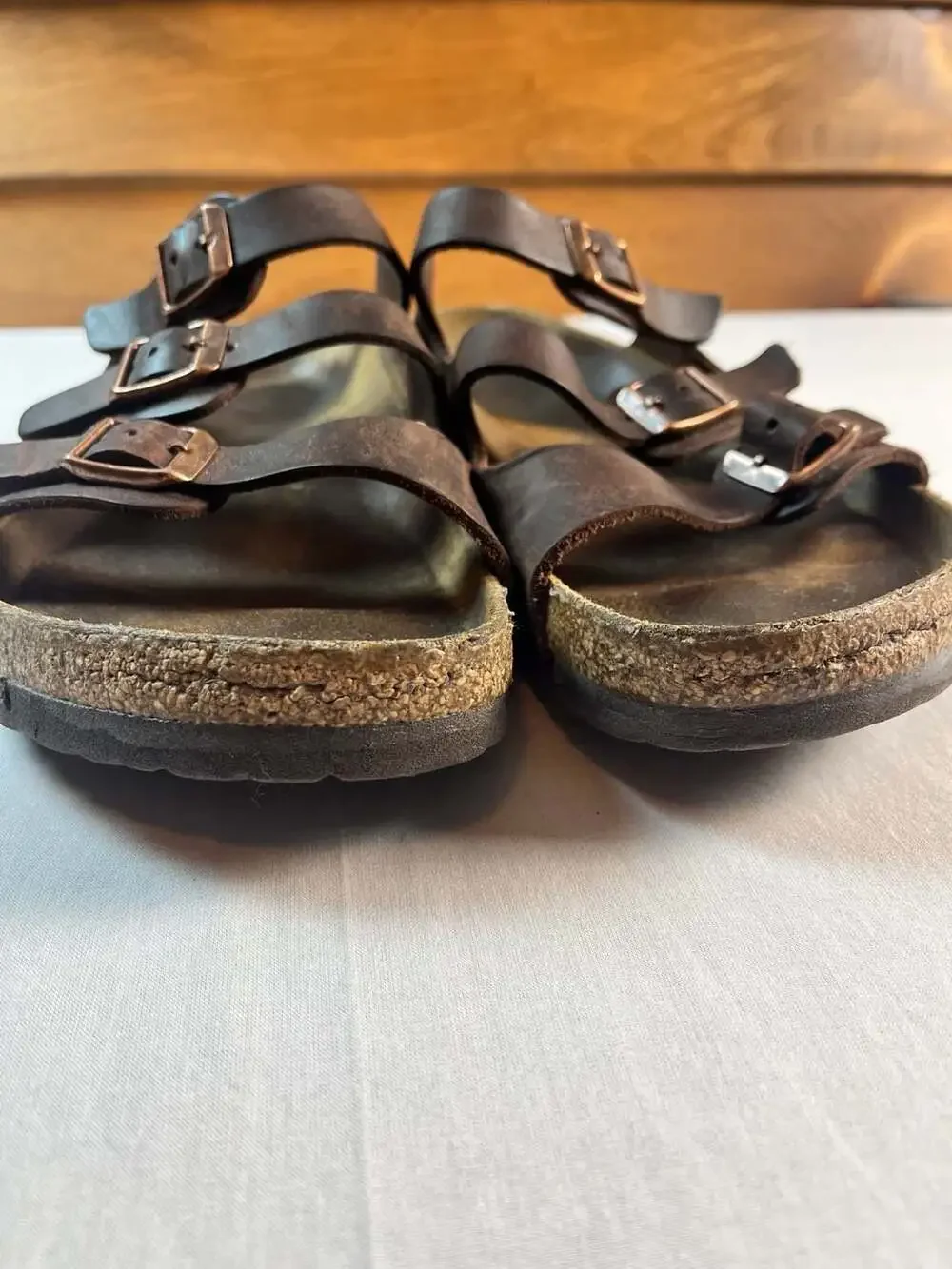 Birkenstock Florida Three-Strap Brown Oiled Leather Sandals 41